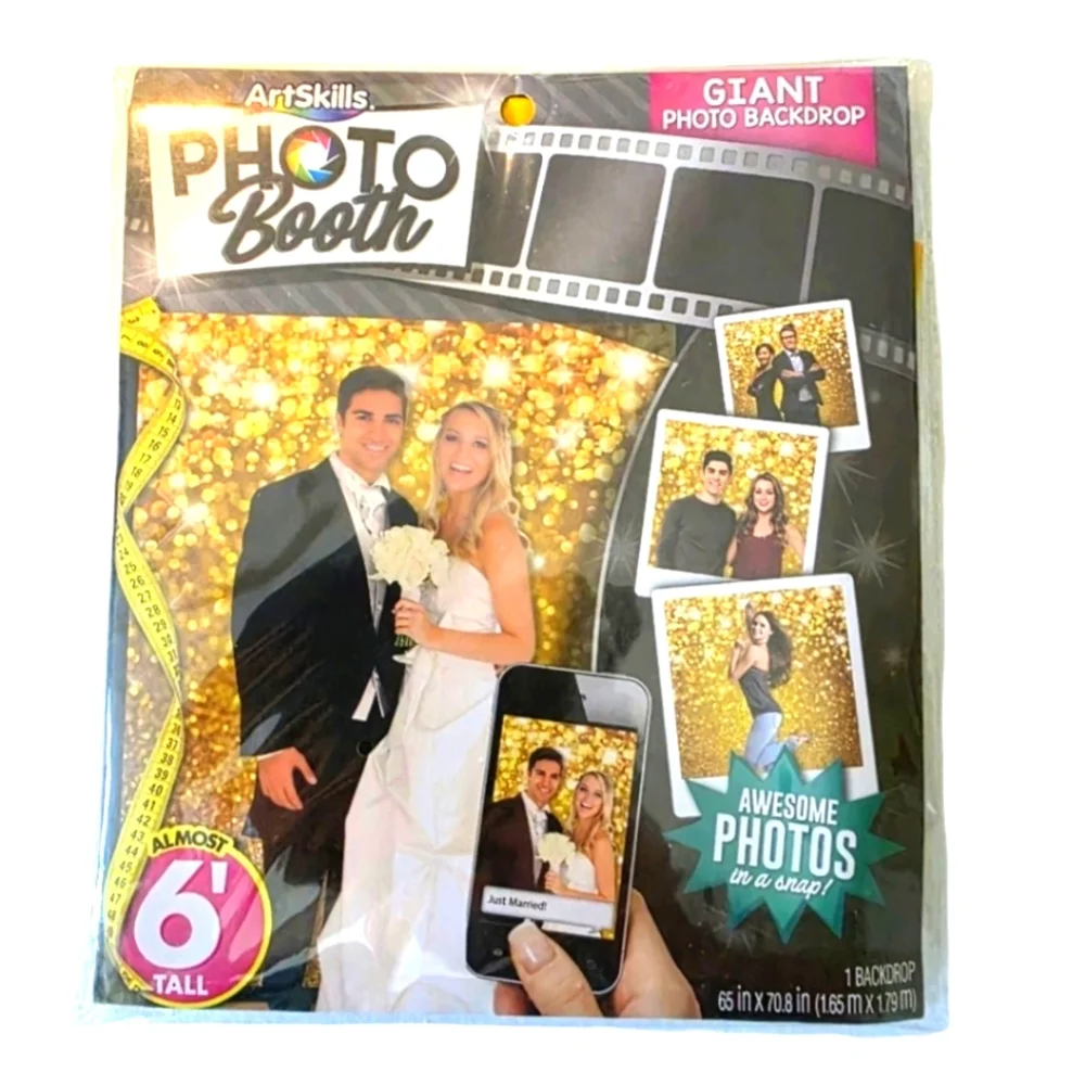 Giant Photo Booth Backdrop Gold Sparkles NEW